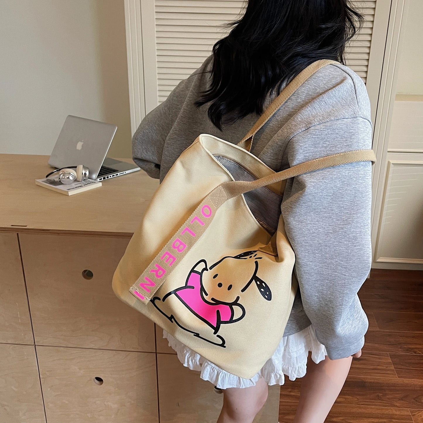 Handbag. Bags women handbags ladies.Cartoon canvas bag women's new large-capacity handbag leisure commuter tote bag make-up bag