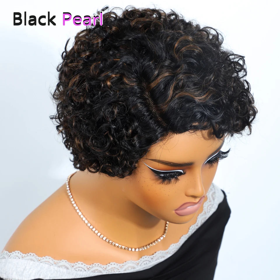 Jerry Curly Short Pixie Lace Front Human Hair Wigs for Women HD Lace Wigs Human Hair Multi Parting Water Wave Lace Front Wig