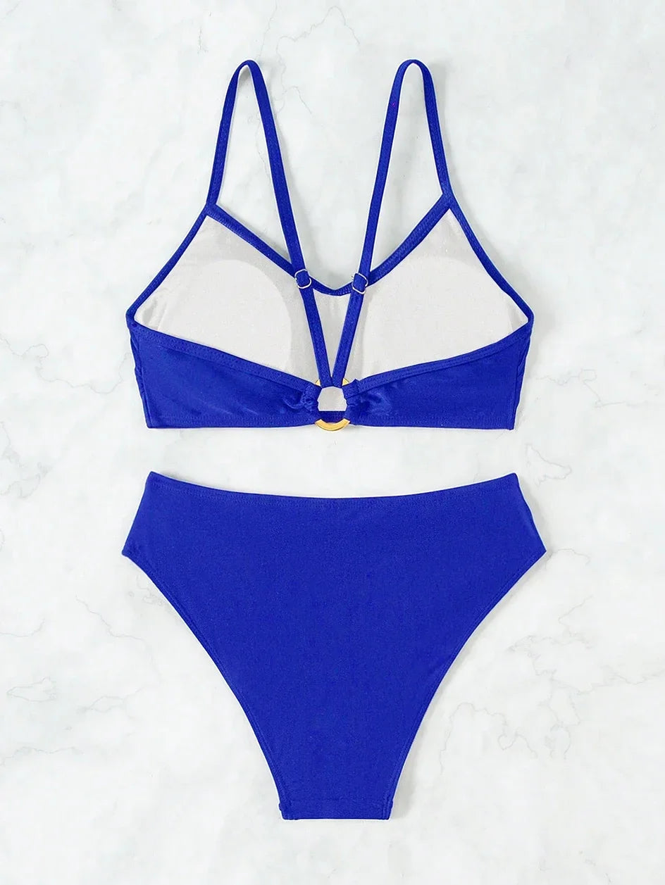 Sexy Woman Swimsuits 2025 Summer Swimwear Women's Bikinis for Female Two Pieces Beach Wear Solid Color Bikinis Set Bathing Suit
