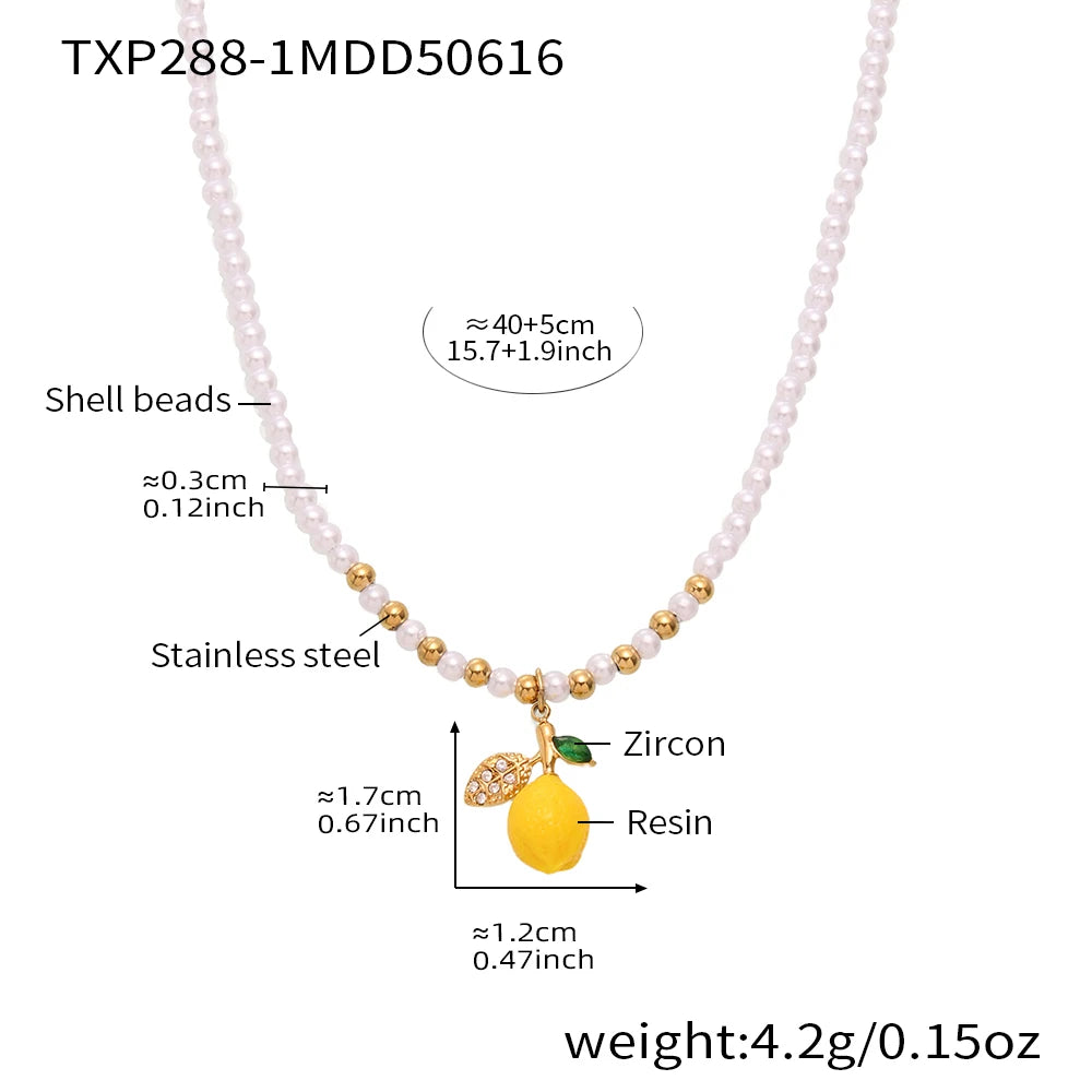 Handmade Beaded Necklace Matching Bracelet Earrings With Lemon Pendant Charms Shell Beads Necklaces Bracelets Earring For Women