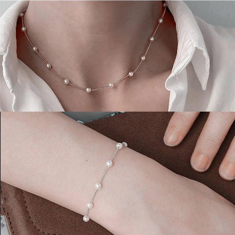 Beads Jewelry Set Women's Necklace Bracelet Set Fashion Trendy Short Choker Jewelry Gift for Friend Wholesale Dropshipping