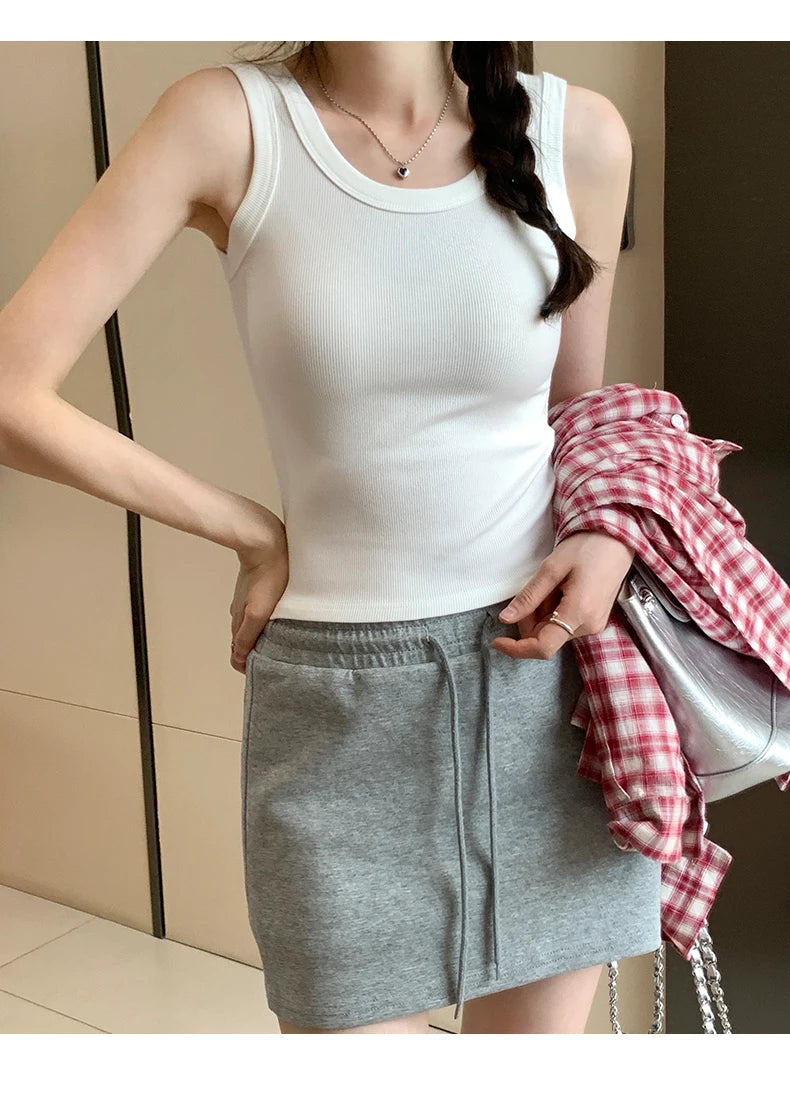 2025 Tank Soft Top For Women Summer Outfits Tight And Sexy Tank Top Knitted Bottom Shirt And Sleeveless Top For Outerwear