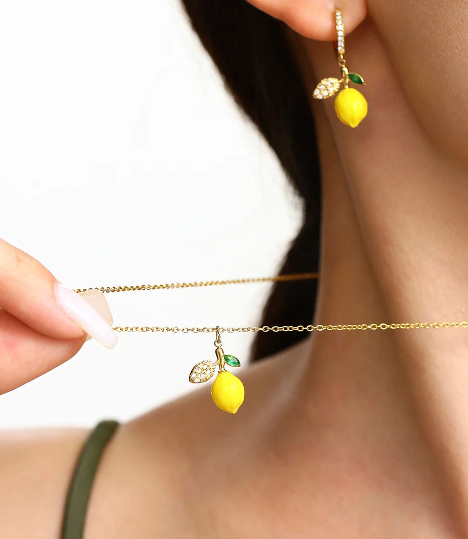 Handmade Beaded Necklace Matching Bracelet Earrings With Lemon Pendant Charms Shell Beads Necklaces Bracelets Earring For Women
