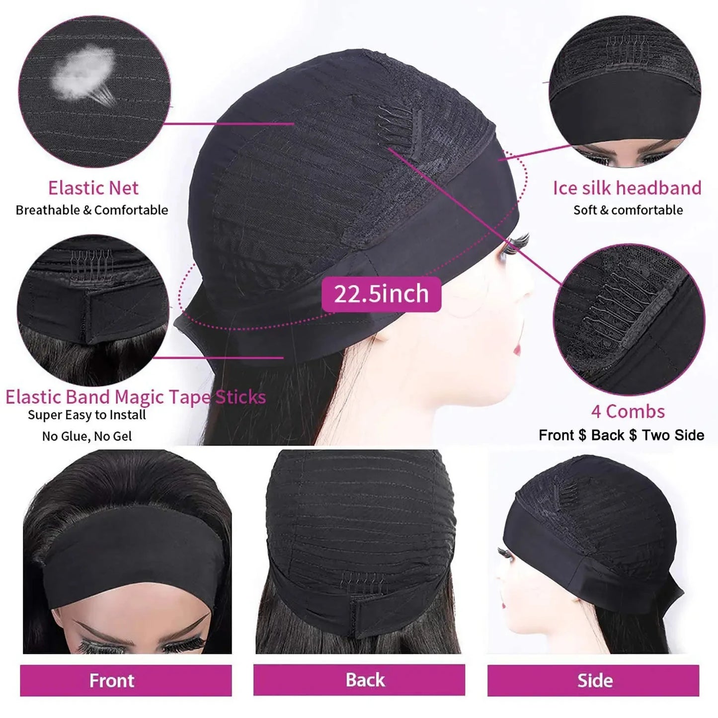 Headband Wig Human Hair Curly Human Hair Wigs For Women Human Hair Short Bob Wig Kinky Curly Human Hair Wigs None Glue Wig
