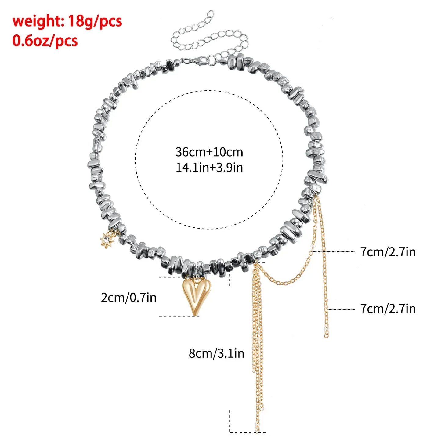 New Heart Beaded Necklace Bracelet Ring Women Boho Crystal Class Gravel Clavicle Chain Cool Y2K Choker Exquisite Fashion Jewelry