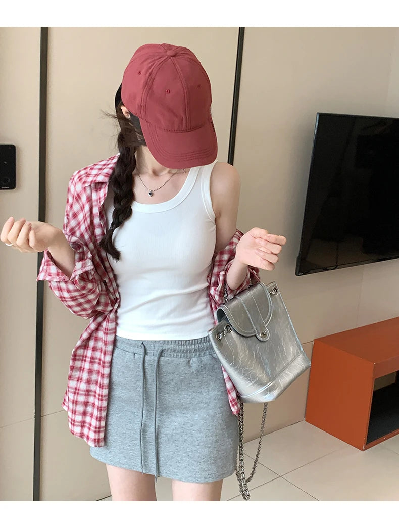 2025 Tank Soft Top For Women Summer Outfits Tight And Sexy Tank Top Knitted Bottom Shirt And Sleeveless Top For Outerwear