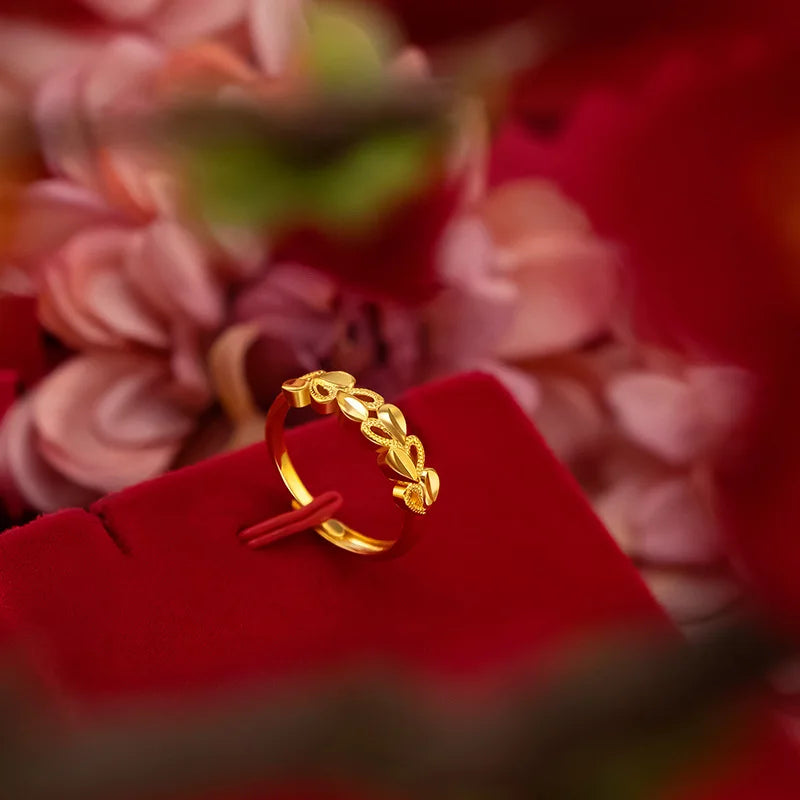 100% 18K Gold Jewelry rings for Women Wedding rings Bohemia Engagement Irregular Anillos Mujer18 K Gold Box