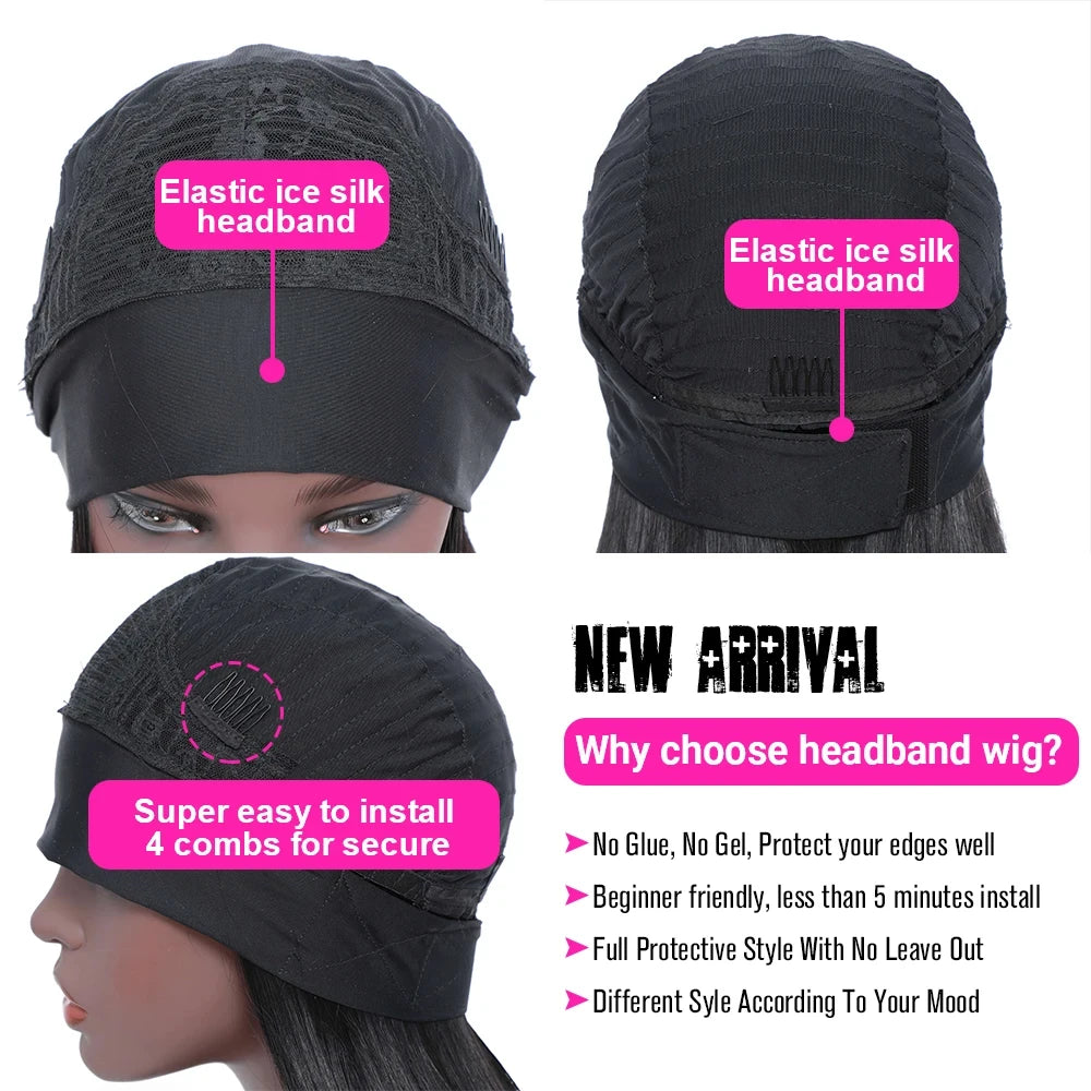 Headband Wig Human Hair Curly Human Hair Wigs For Women Human Hair Short Bob Wig Kinky Curly Human Hair Wigs None Glue Wig