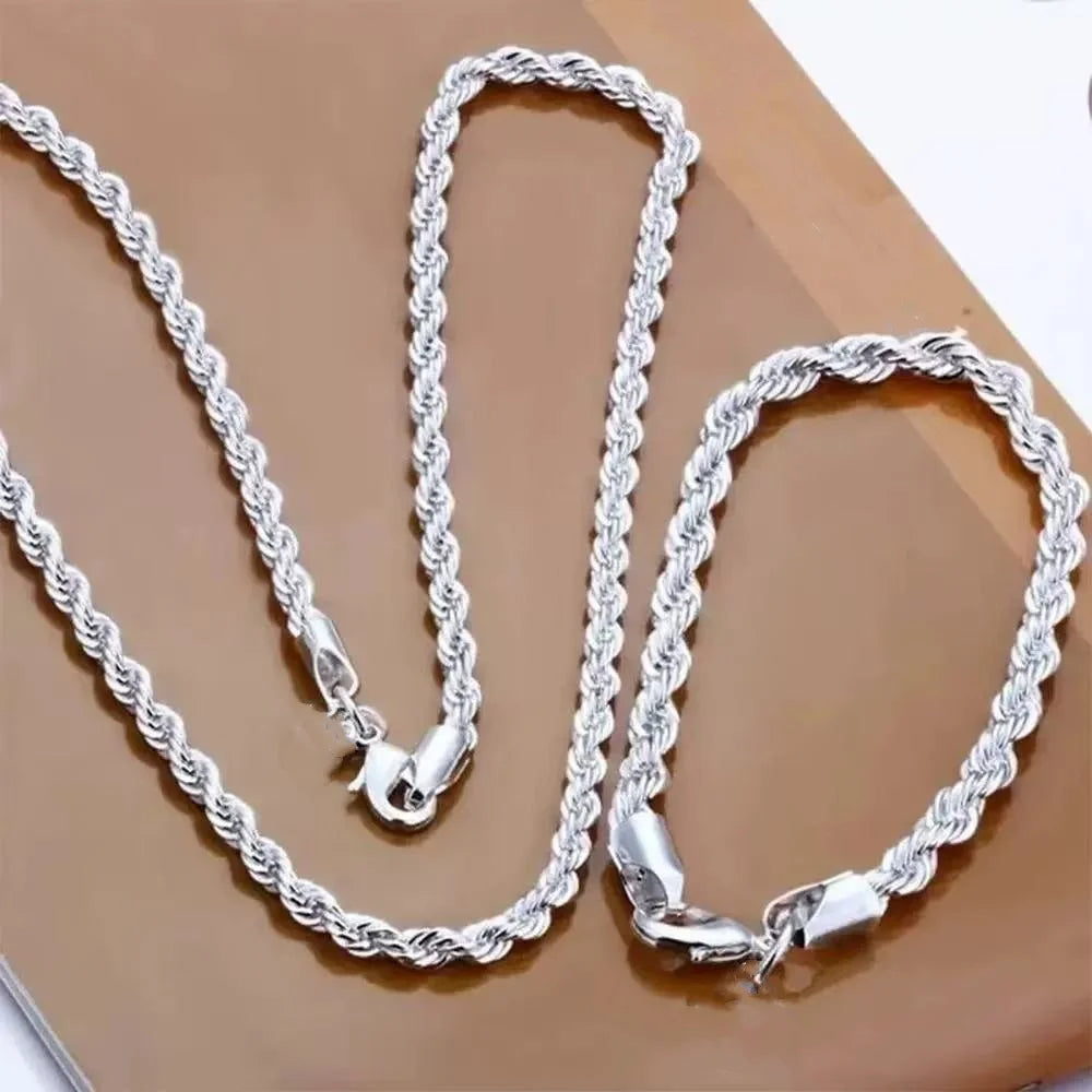 Necklace '16-30inch' Bracelet/8in Two-piece Set of Three-room Silver-plated Jewelry Punk Chain