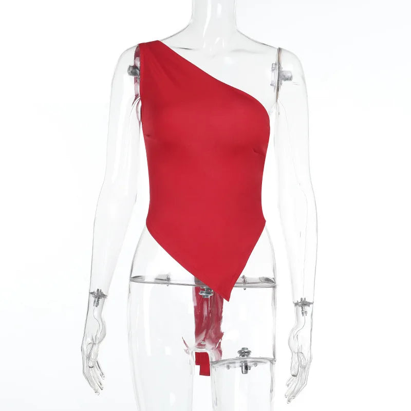 Inclined Shoulder Halter Top Asymmetrical Crop Tops Bandage Y2k Clothes Backless Hot Tops For Women Streetwear Tie Back Corset