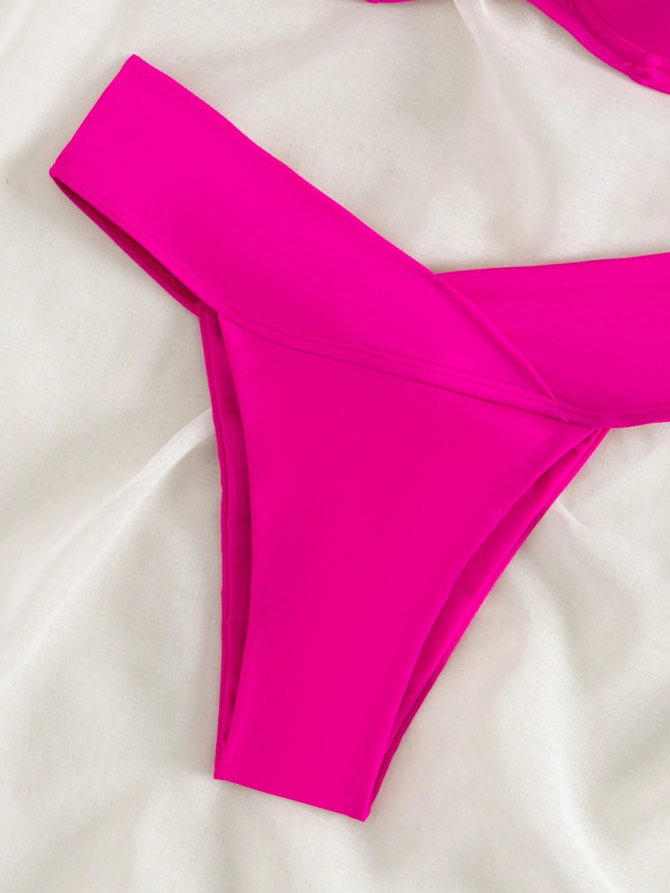 Women's Two Swimsuit Sexy Hot Pink 2 Piece Bikini High Waist Underwire Suspender Swimwear Beach Bathing Suit Beachwear 2025 New