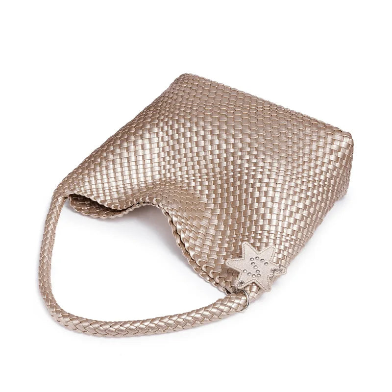 Handwoven Hybrid Tote Bucket Bag Luxury Shoulder Bag for Women, Premium Top Handle & Underarm Carry Purse