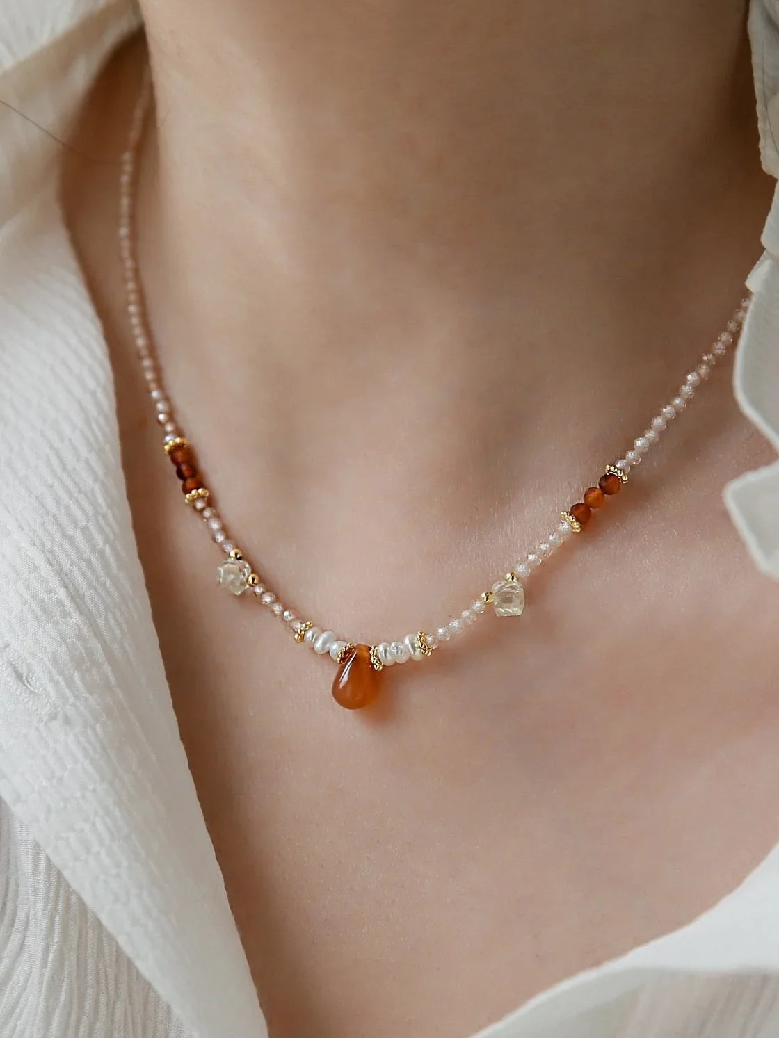 Natural Pearls Necklaces Bracelets Set Women Girls Black Crystal Agate Lazurite Zircon Collarbone Chain Necklace Jewelry Gift
