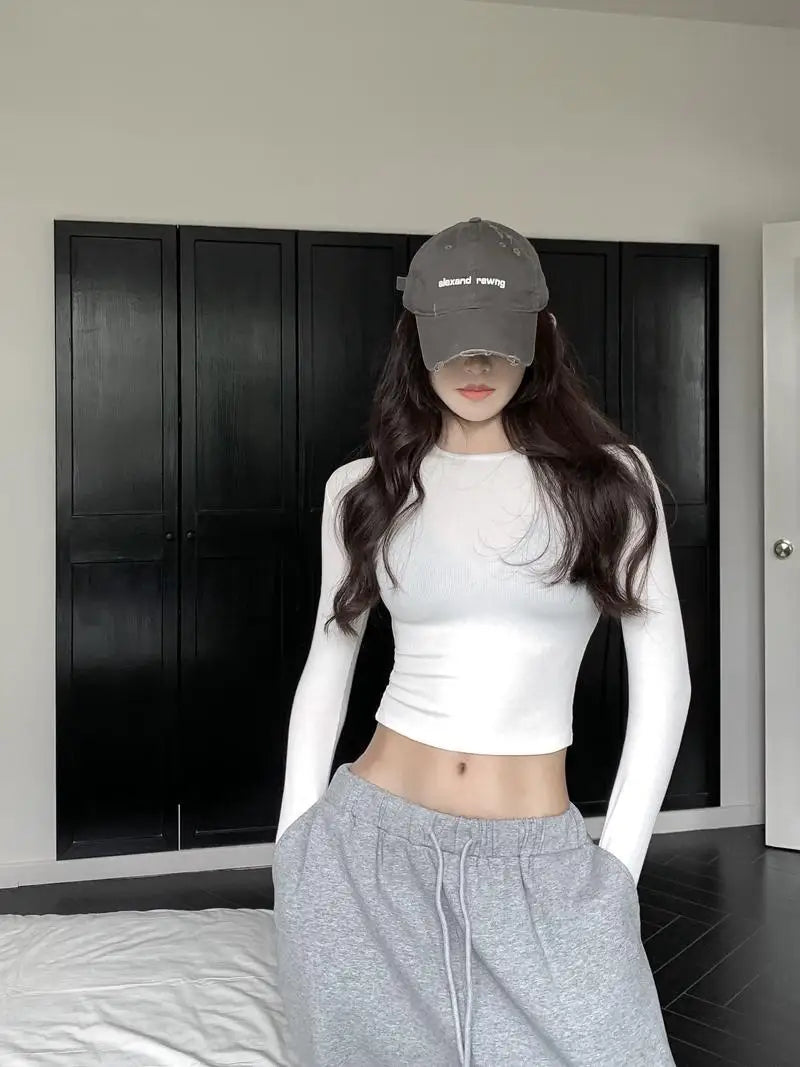 Women's Clothing Tops T-Shirts Autumn Winter Hot Selling Popularity Bottoming Solid Color Round Neck Fashion New Comfortable