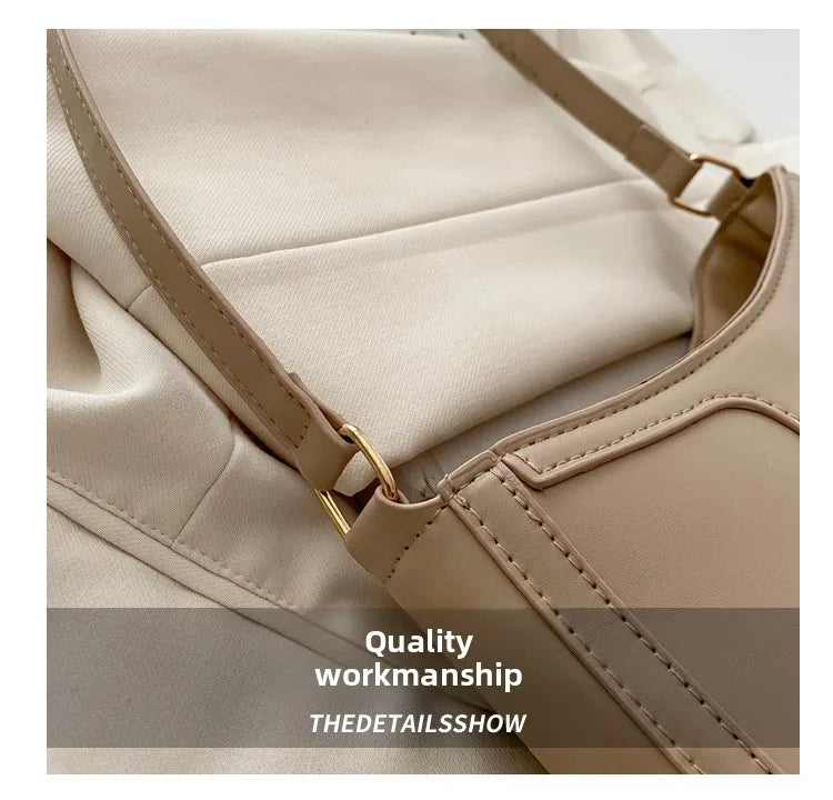 Chic Handbag Shoulder Bag for Women Elegant Underarm Purse with Golden-Tone Bow Detail, PU Material, Perfect for Everyday Use