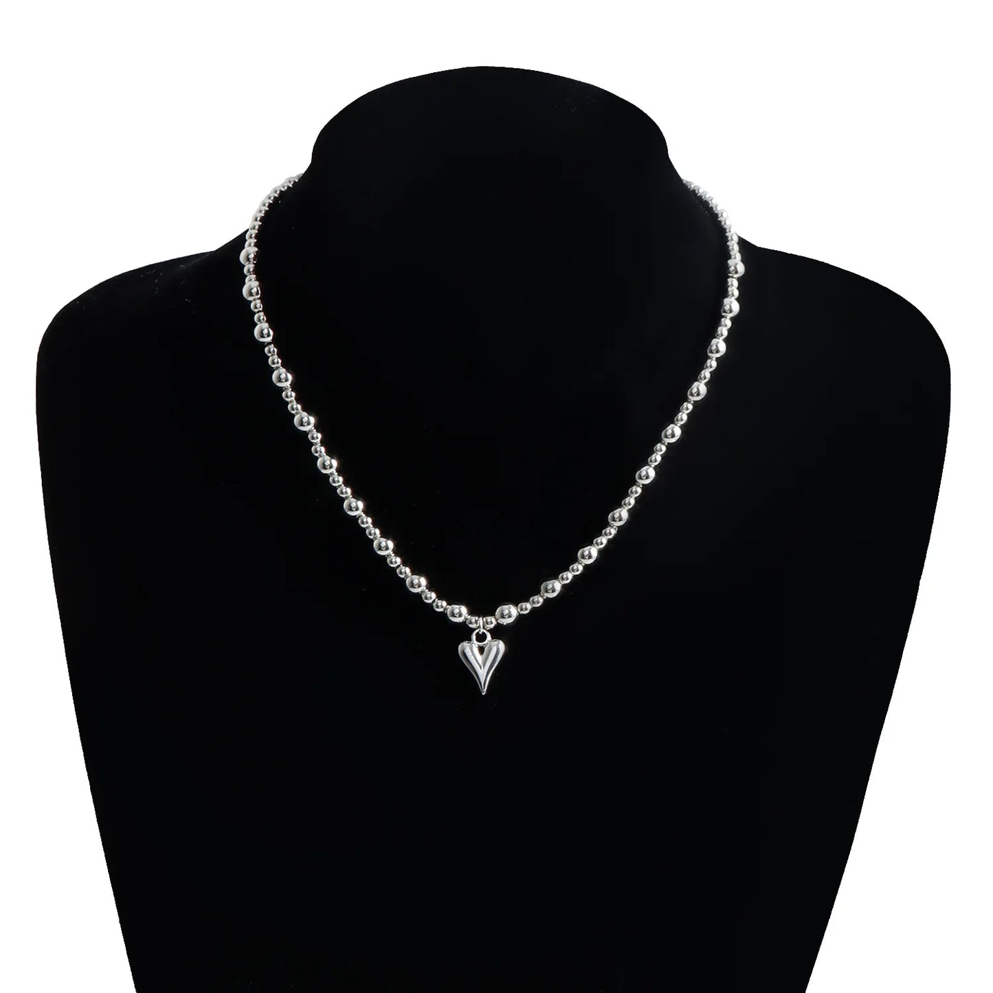 New Heart Beaded Necklace Bracelet Ring Women Boho Crystal Class Gravel Clavicle Chain Cool Y2K Choker Exquisite Fashion Jewelry