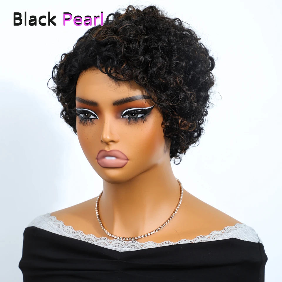 Jerry Curly Short Pixie Lace Front Human Hair Wigs for Women HD Lace Wigs Human Hair Multi Parting Water Wave Lace Front Wig