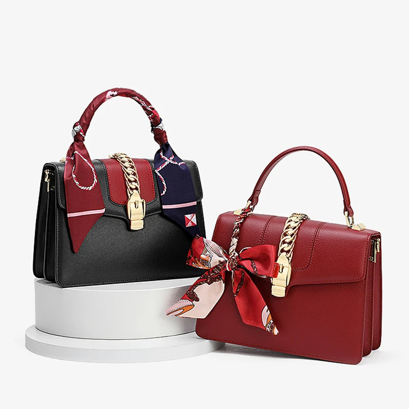 Women's handbag, mother's bag, women's crossbody bag, hand-held small bag, silk scarf, genuine leather women's bag