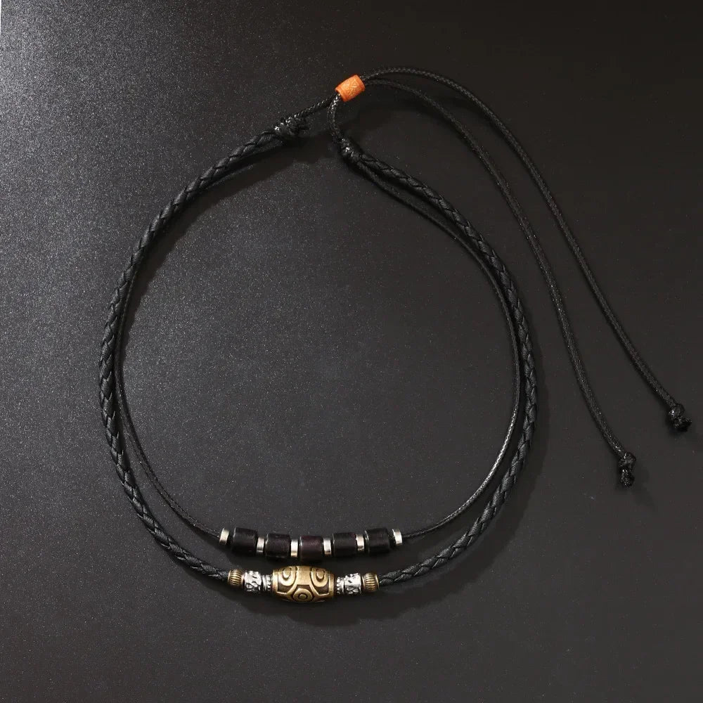 Men's vintage personality braided wax rope antique necklaces and bracelets