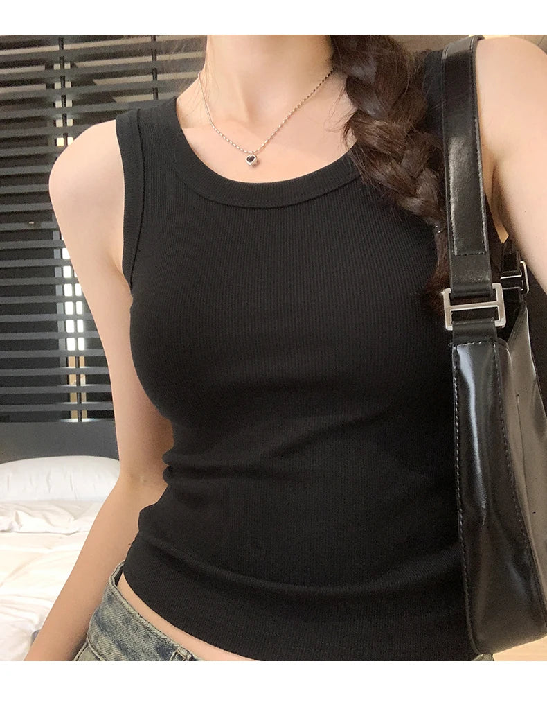 2025 Tank Soft Top For Women Summer Outfits Tight And Sexy Tank Top Knitted Bottom Shirt And Sleeveless Top For Outerwear