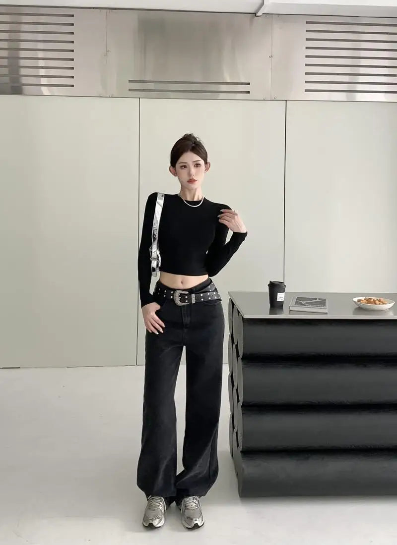 Women's Clothing Tops T-Shirts Autumn Winter Hot Selling Popularity Bottoming Solid Color Round Neck Fashion New Comfortable