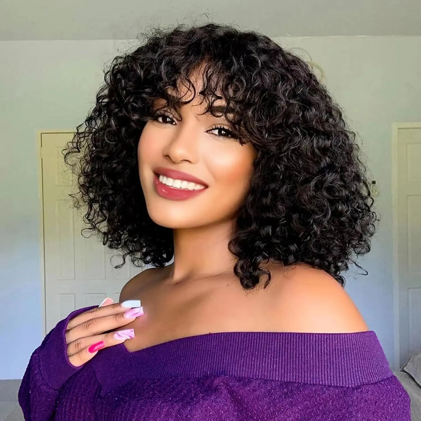 Curly Synthetic Wigs for Women Kinky Curly Headband Wig Synthetic Fiber Natural Looking Glueless Hair for Daily Wear Cosplay