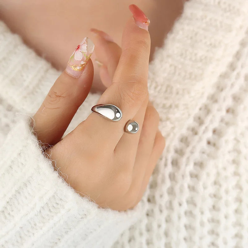 Women's Ring INS Minimalist Unique Open Design Adjustable Plain Circle Sense of Design Versatile Jewelry Accessories
