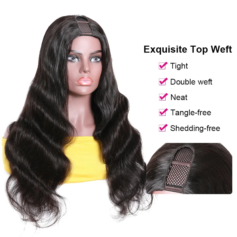 Deep Curly U Part Wig Human Hair 180 Density Wig Kinky Curly Quick & Easy Install Wigs For Women Real Scalp Human Hair Wigs