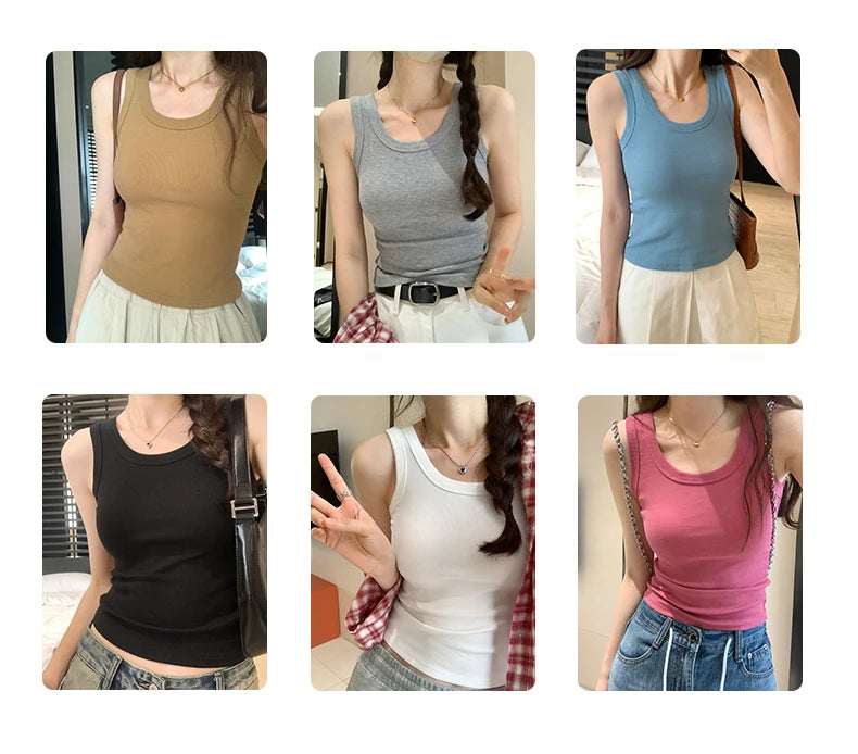 2025 Tank Soft Top For Women Summer Outfits Tight And Sexy Tank Top Knitted Bottom Shirt And Sleeveless Top For Outerwear