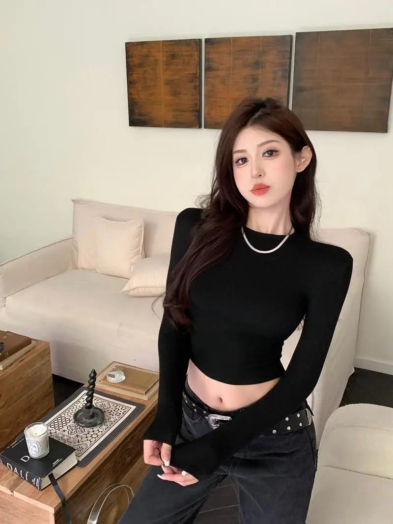 Women's Clothing Tops T-Shirts Autumn Winter Hot Selling Popularity Bottoming Solid Color Round Neck Fashion New Comfortable