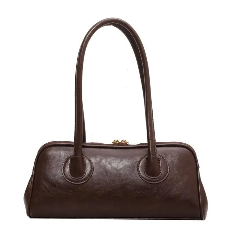 Classic Leather Handbag, Retro Simple Shoulder Underarm Bag, Elegant Stylish Baguette Tote Bag for Women Everyday Collocation
