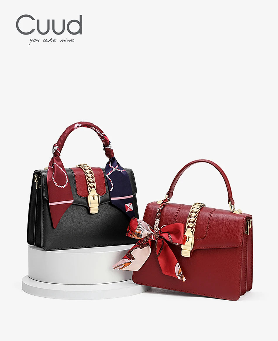 Women's handbag, mother's bag, women's crossbody bag, hand-held small bag, silk scarf, genuine leather women's bag