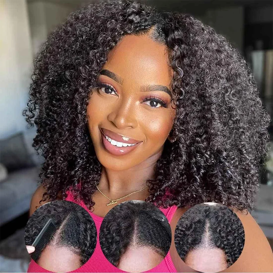 Deep Curly U Part Wig Human Hair 180 Density Wig Kinky Curly Quick & Easy Install Wigs For Women Real Scalp Human Hair Wigs