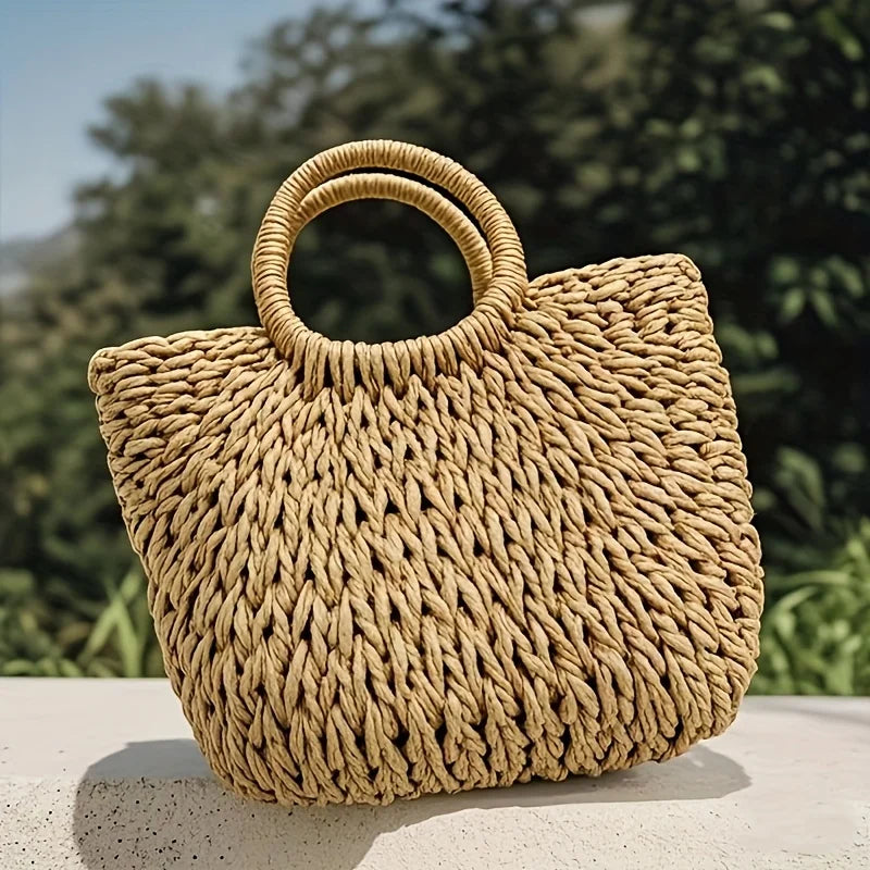 Hand-Woven Tote Bag, A Hand-Woven Straw Bag, Suitable for Summer Beach Travel for Women'S Travel, Holiday Beach Tote Bag