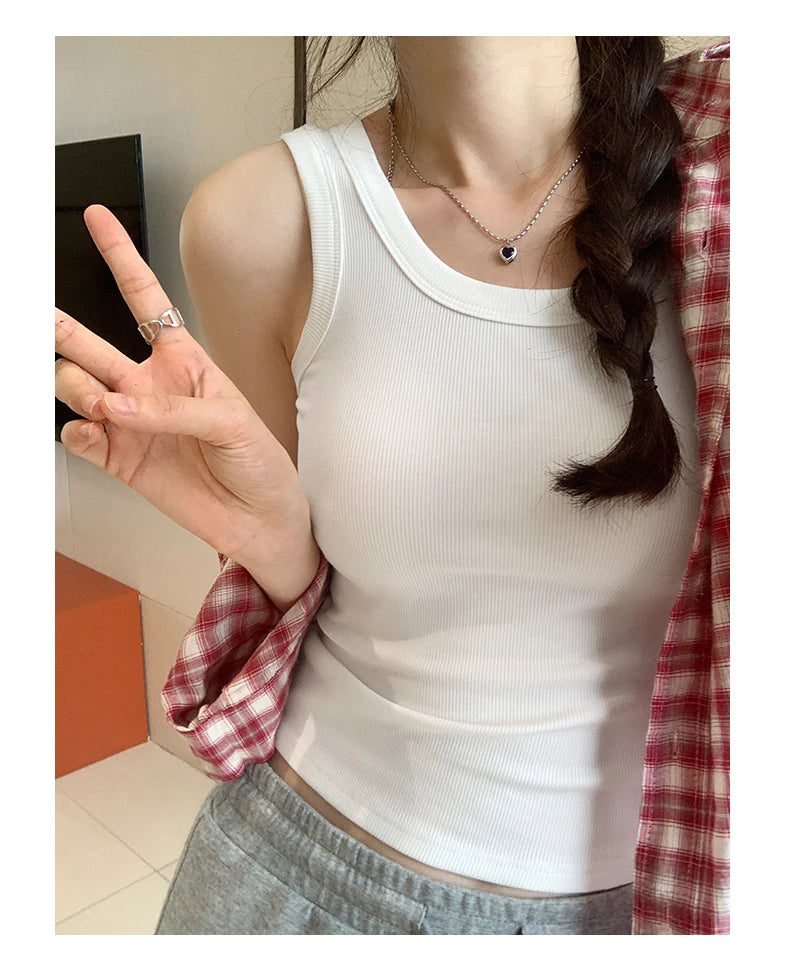 2025 Tank Soft Top For Women Summer Outfits Tight And Sexy Tank Top Knitted Bottom Shirt And Sleeveless Top For Outerwear