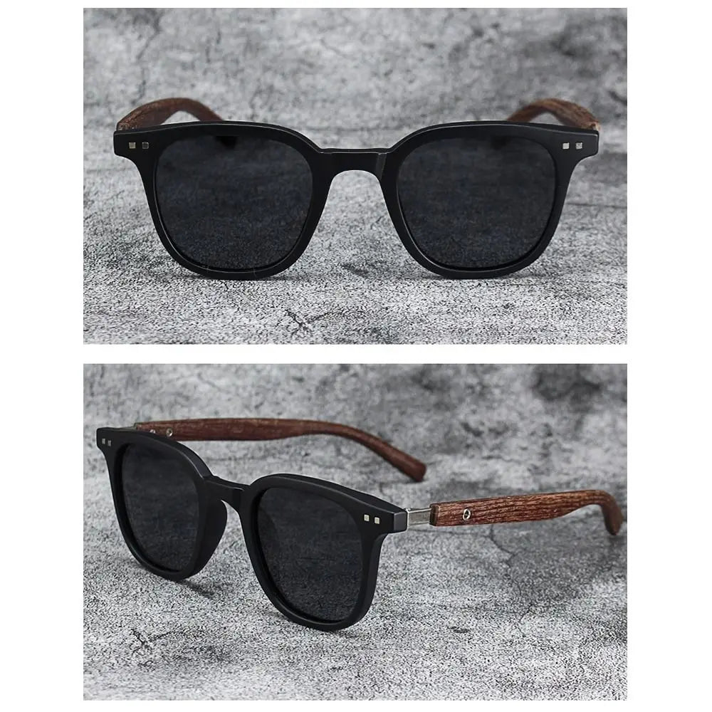 Trendy Retro Wood Grain Sunglasses for Women and Men New Square Frame Sun Glasses UV Protection Cycling Eyewear Outdoor Street