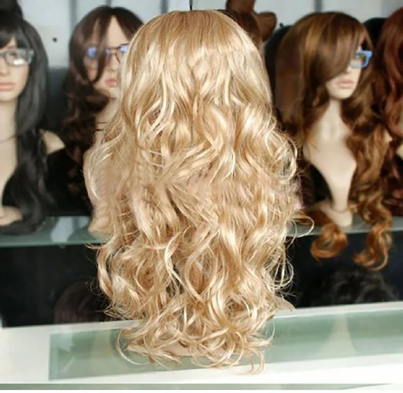 Long Curly Women Ladies Party Natrual Blonde 65 Cm Synthetic Hair Wigs