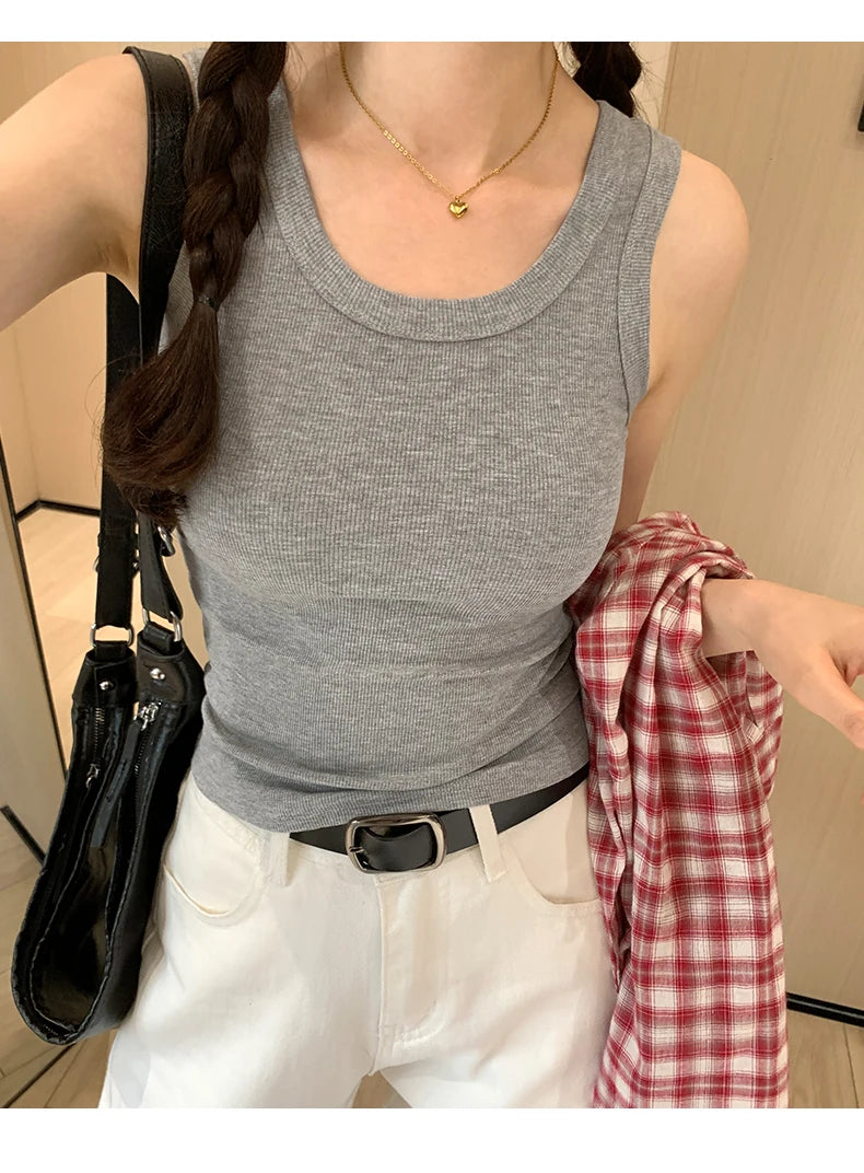 2025 Tank Soft Top For Women Summer Outfits Tight And Sexy Tank Top Knitted Bottom Shirt And Sleeveless Top For Outerwear