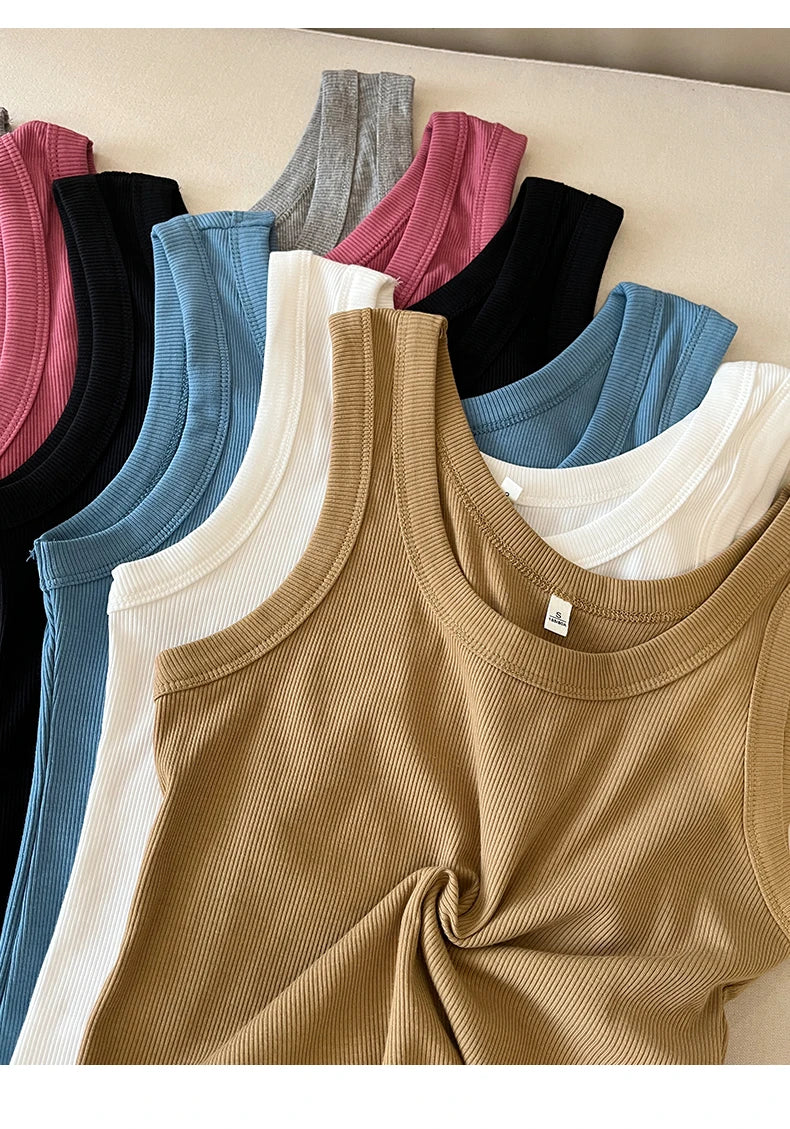 2025 Tank Soft Top For Women Summer Outfits Tight And Sexy Tank Top Knitted Bottom Shirt And Sleeveless Top For Outerwear