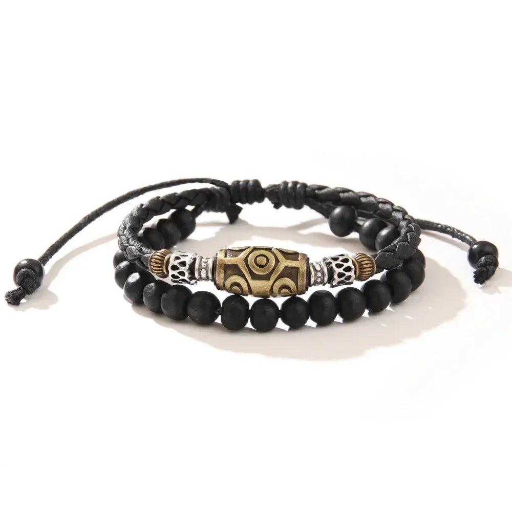 Men's vintage personality braided wax rope antique necklaces and bracelets