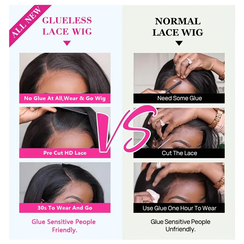 Glueless Wigs 6x4 Deep Wave Bob Human Hair Wigs For Women Bleached Knots Lace Wig Pre Plucked Pre Cut Lace Ready To Wear Wigs