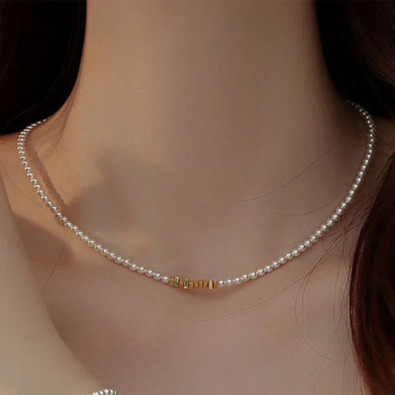 Pearl Necklace Bracelet Women Red Crystal Classic Bead Jewelry Premium Luxury Clavicle Chain Trendy Choker Party Gift