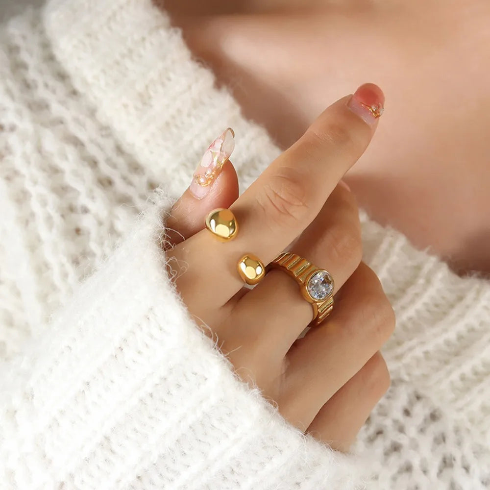 Women's Ring INS Minimalist Unique Open Design Adjustable Plain Circle Sense of Design Versatile Jewelry Accessories