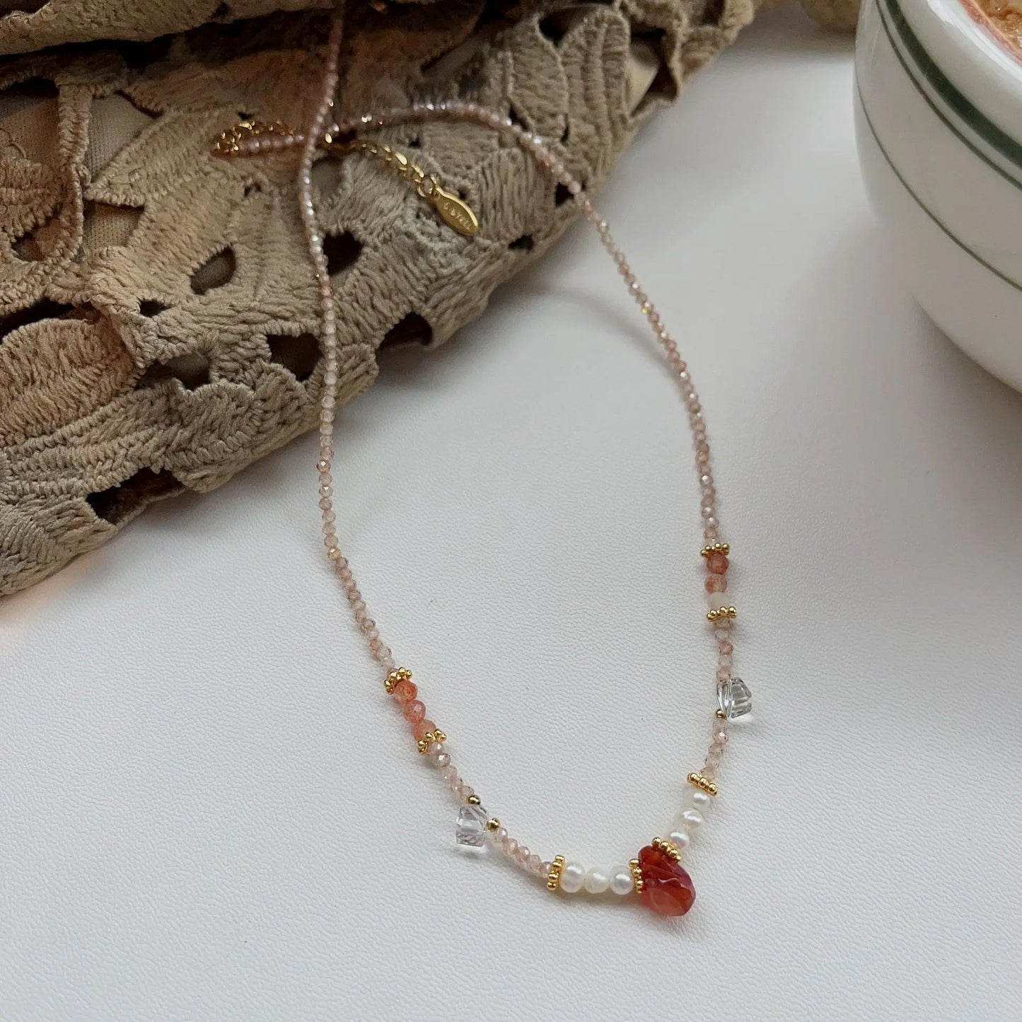 Natural Pearls Necklaces Bracelets Set Women Girls Black Crystal Agate Lazurite Zircon Collarbone Chain Necklace Jewelry Gift