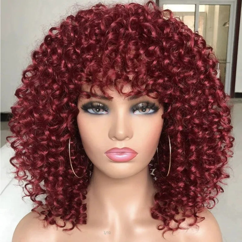 Curly Synthetic Wigs for Women Kinky Curly Headband Wig Synthetic Fiber Natural Looking Glueless Hair for Daily Wear Cosplay