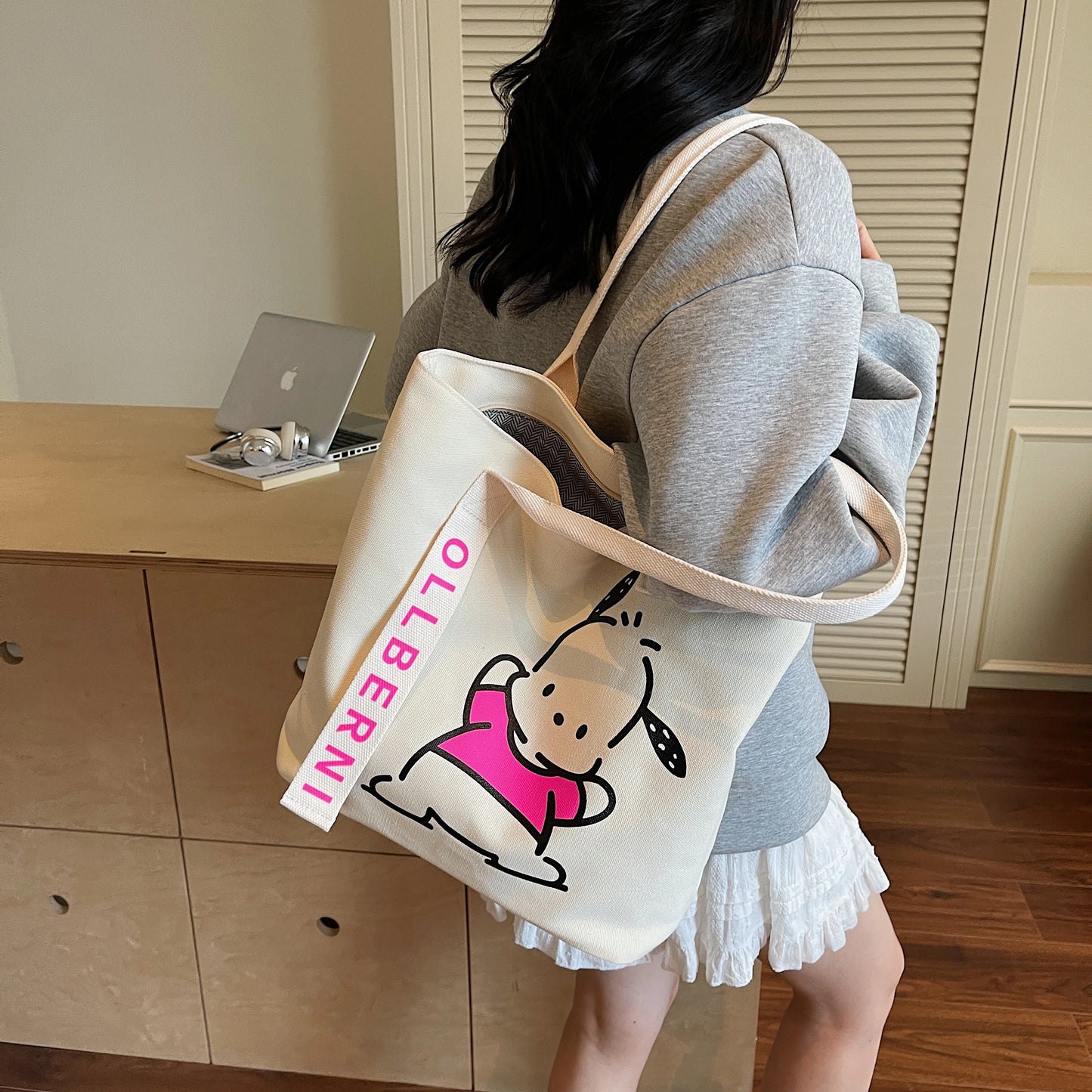 Handbag. Bags women handbags ladies.Cartoon canvas bag women's new large-capacity handbag leisure commuter tote bag make-up bag