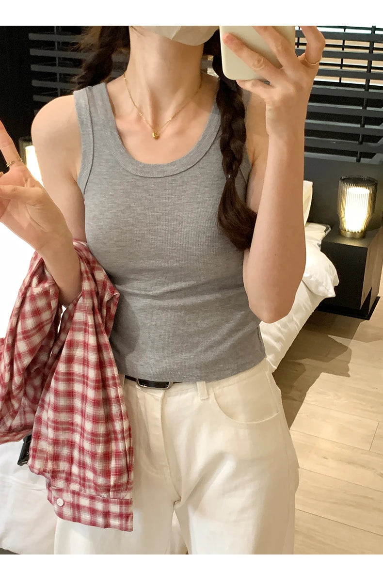 2025 Tank Soft Top For Women Summer Outfits Tight And Sexy Tank Top Knitted Bottom Shirt And Sleeveless Top For Outerwear