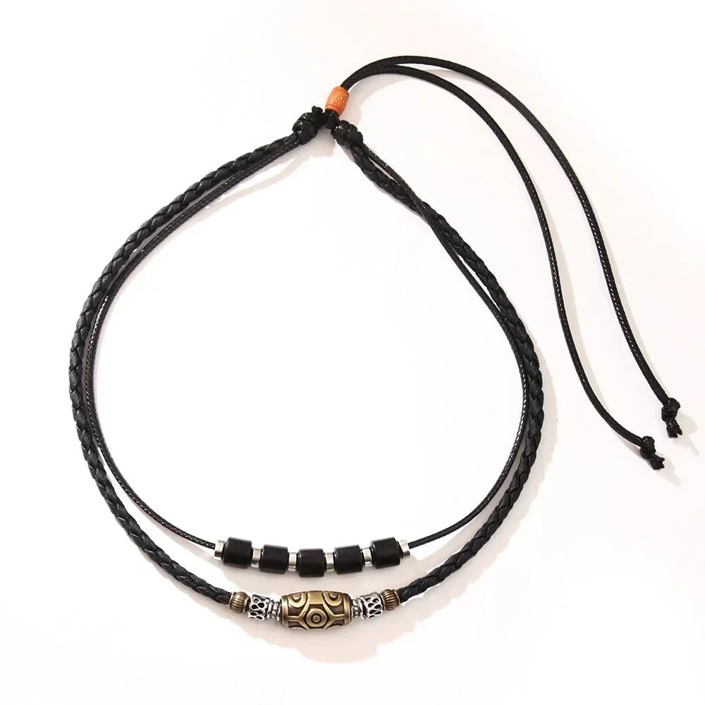 Men's vintage personality braided wax rope antique necklaces and bracelets