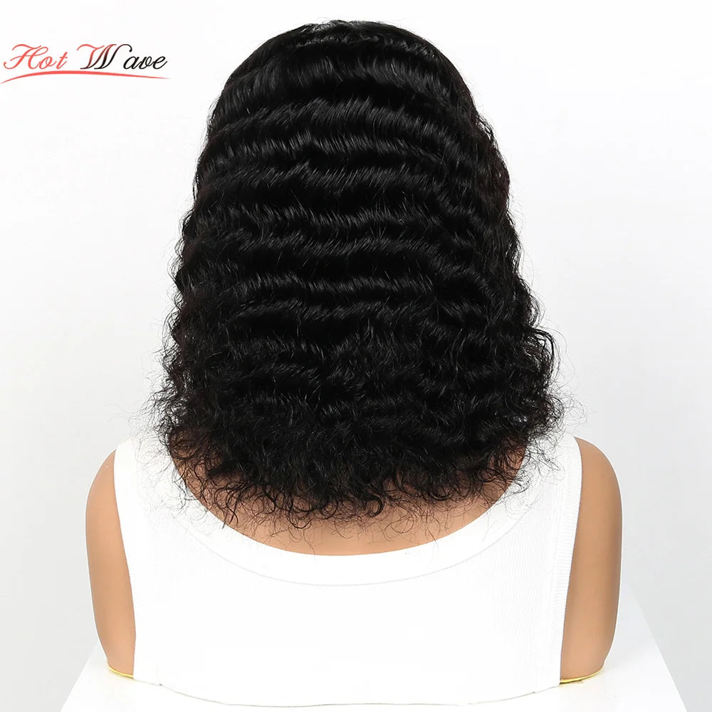 Glueless Wigs 6x4 Deep Wave Bob Human Hair Wigs For Women Bleached Knots Lace Wig Pre Plucked Pre Cut Lace Ready To Wear Wigs