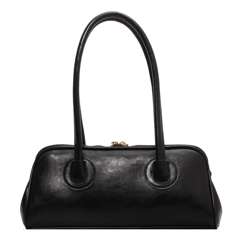 Classic Leather Handbag, Retro Simple Shoulder Underarm Bag, Elegant Stylish Baguette Tote Bag for Women Everyday Collocation